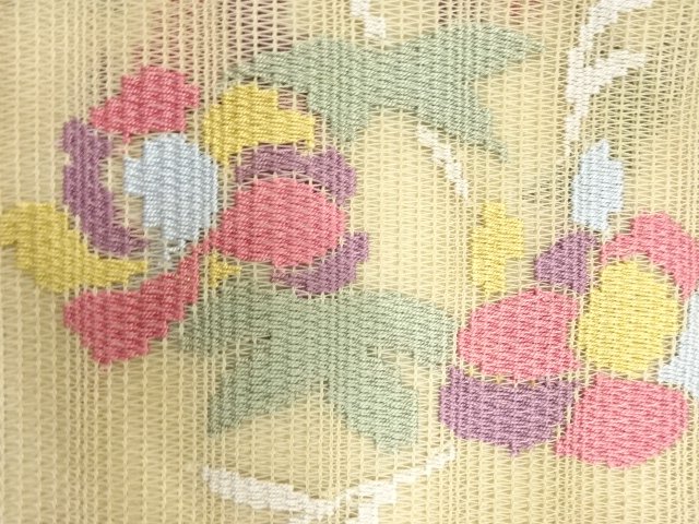JAPANESE KIMONO / ANTIQUE ANTIQUE HAND-KNIT KIMONO FOR SUMMER FLOWER P